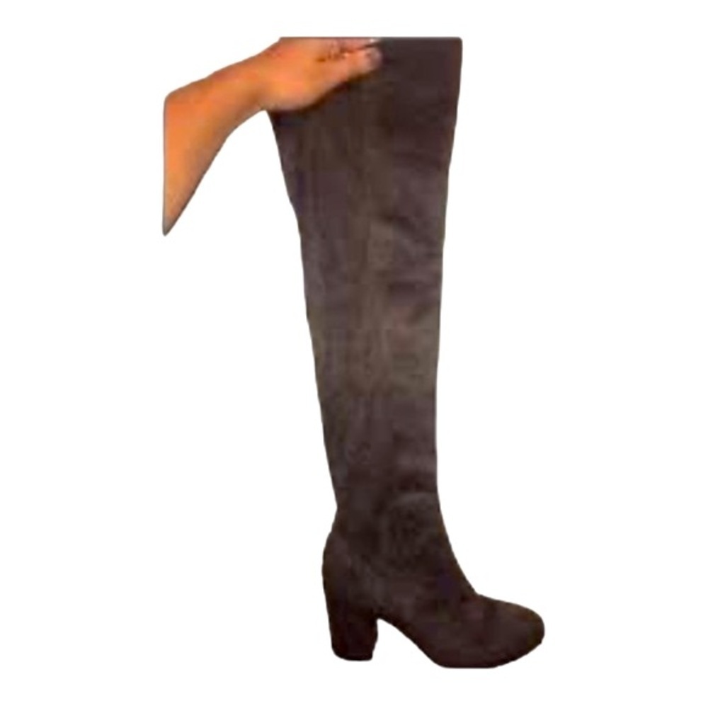 Treasure & Bond Over the Knee Faux Suede Brown Boots 3” Covered Heel 11